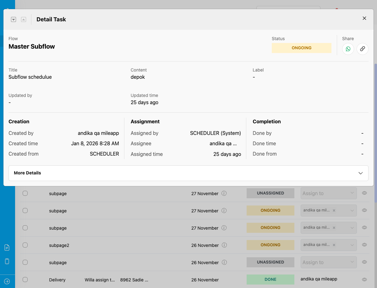 Task Detail Share Button