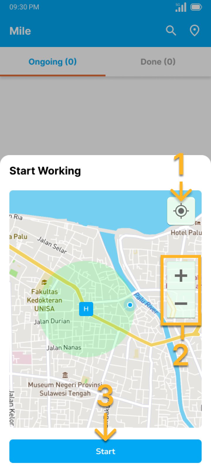 Start page on the field mobile app