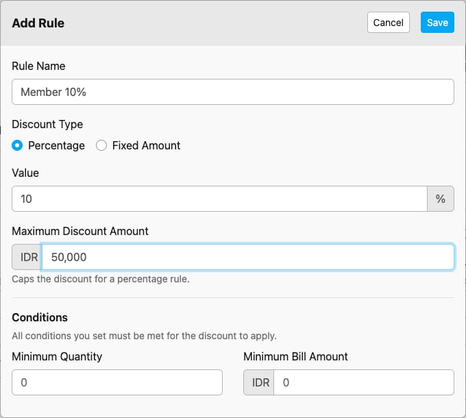 Add discount rule form