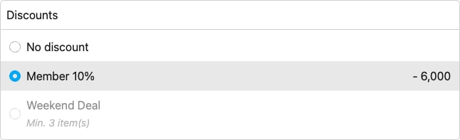 Selecting a discount on a task