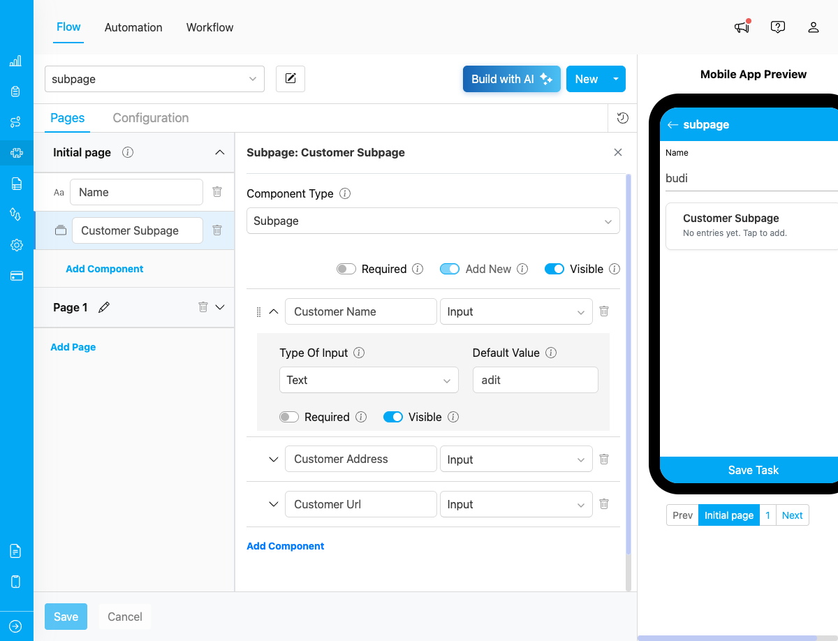 Subpage Expanded Configuration