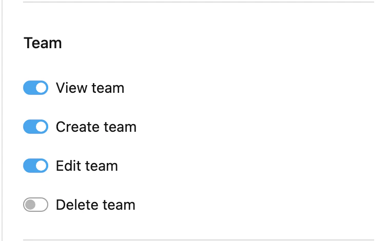 Admin Vendor role - Team permissions