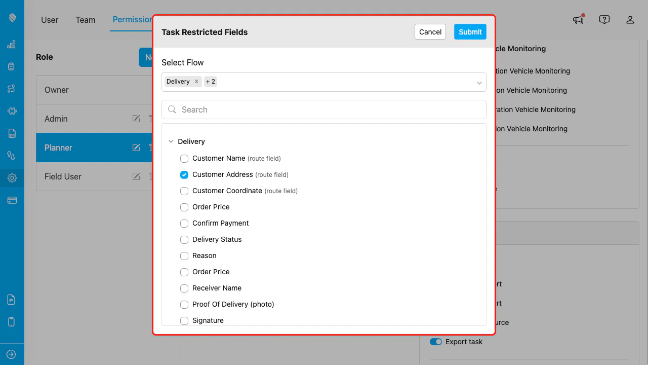 Field Accessibility modal editor