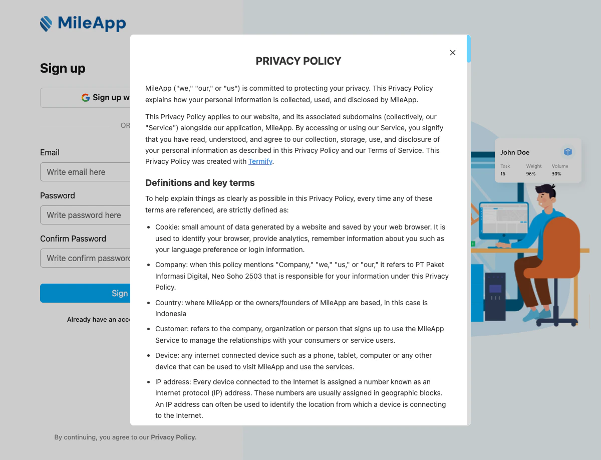 Privacy Policy Modal