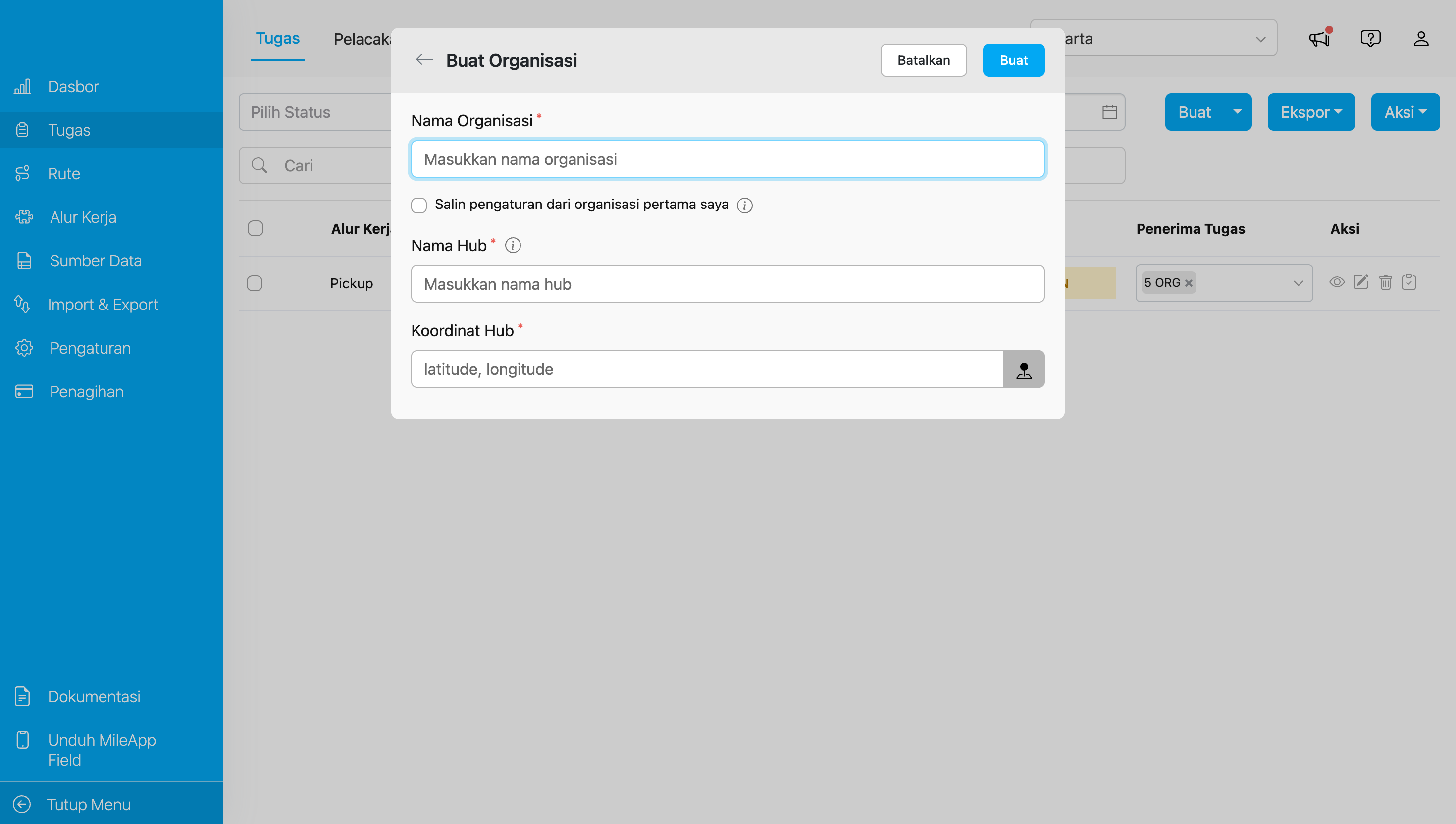 Create Organization Form
