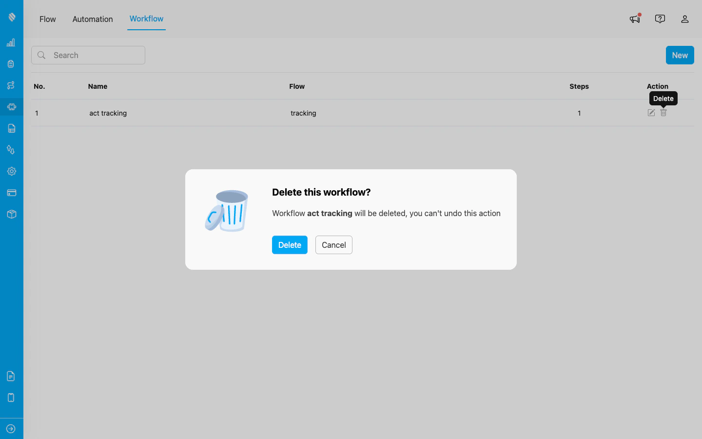 Delete confirmation