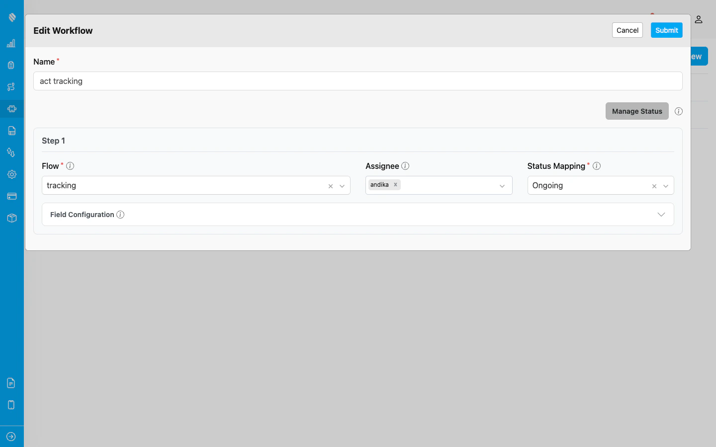 Edit Workflow modal