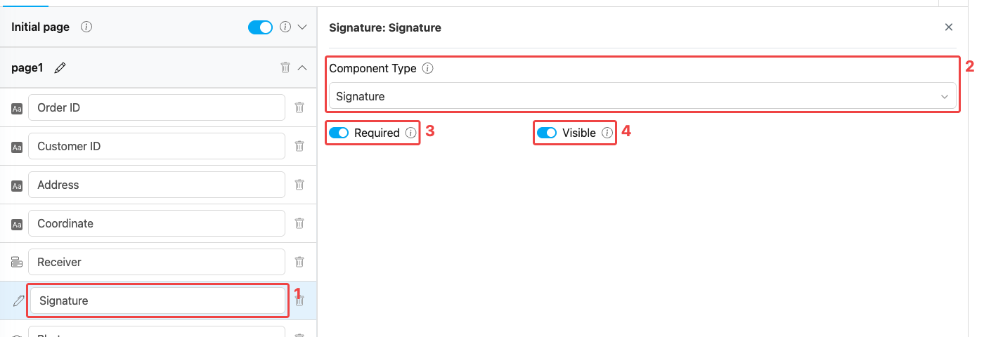 Signature component configuration