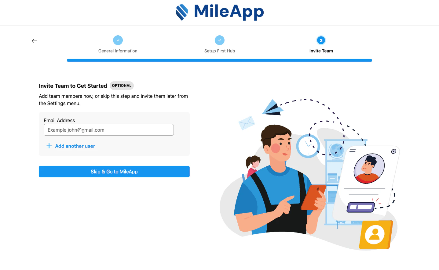 Invite team verification step