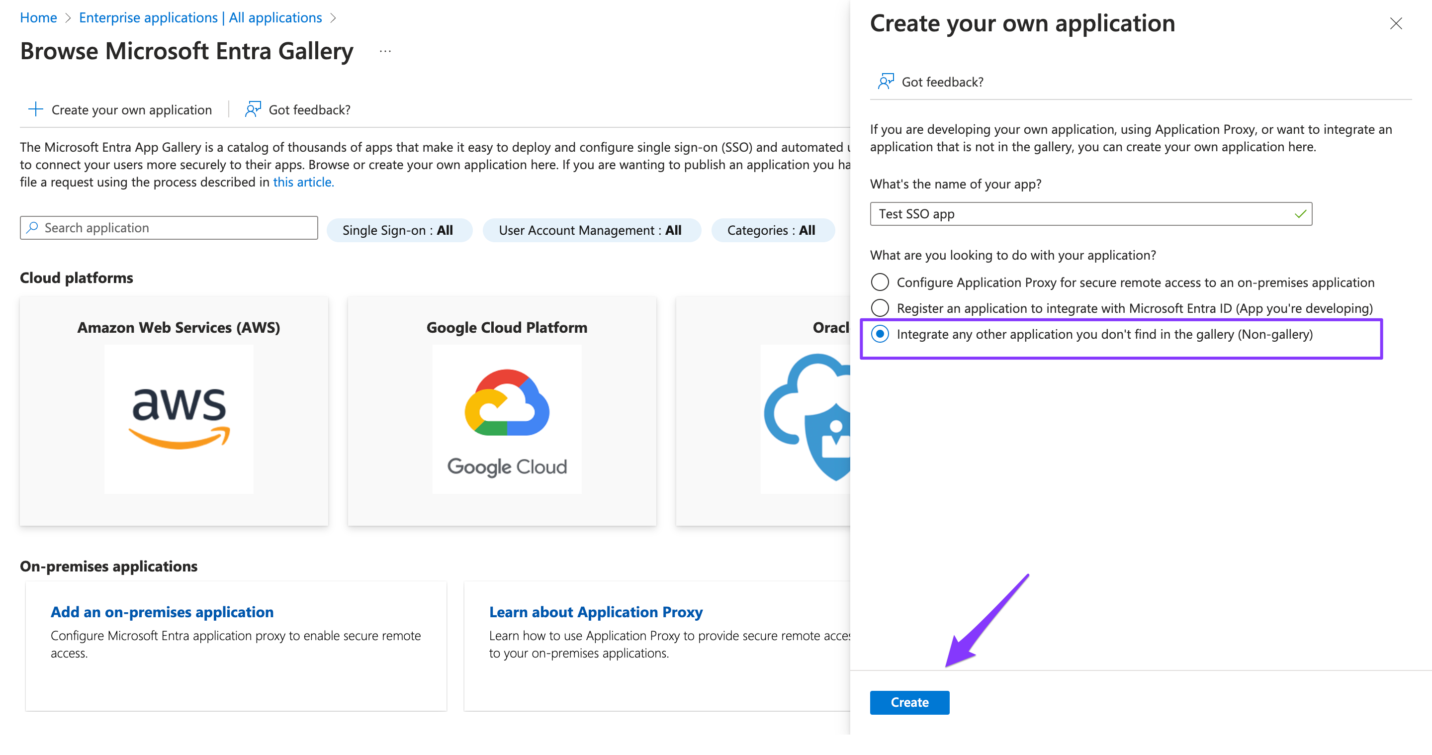 Create non-gallery application