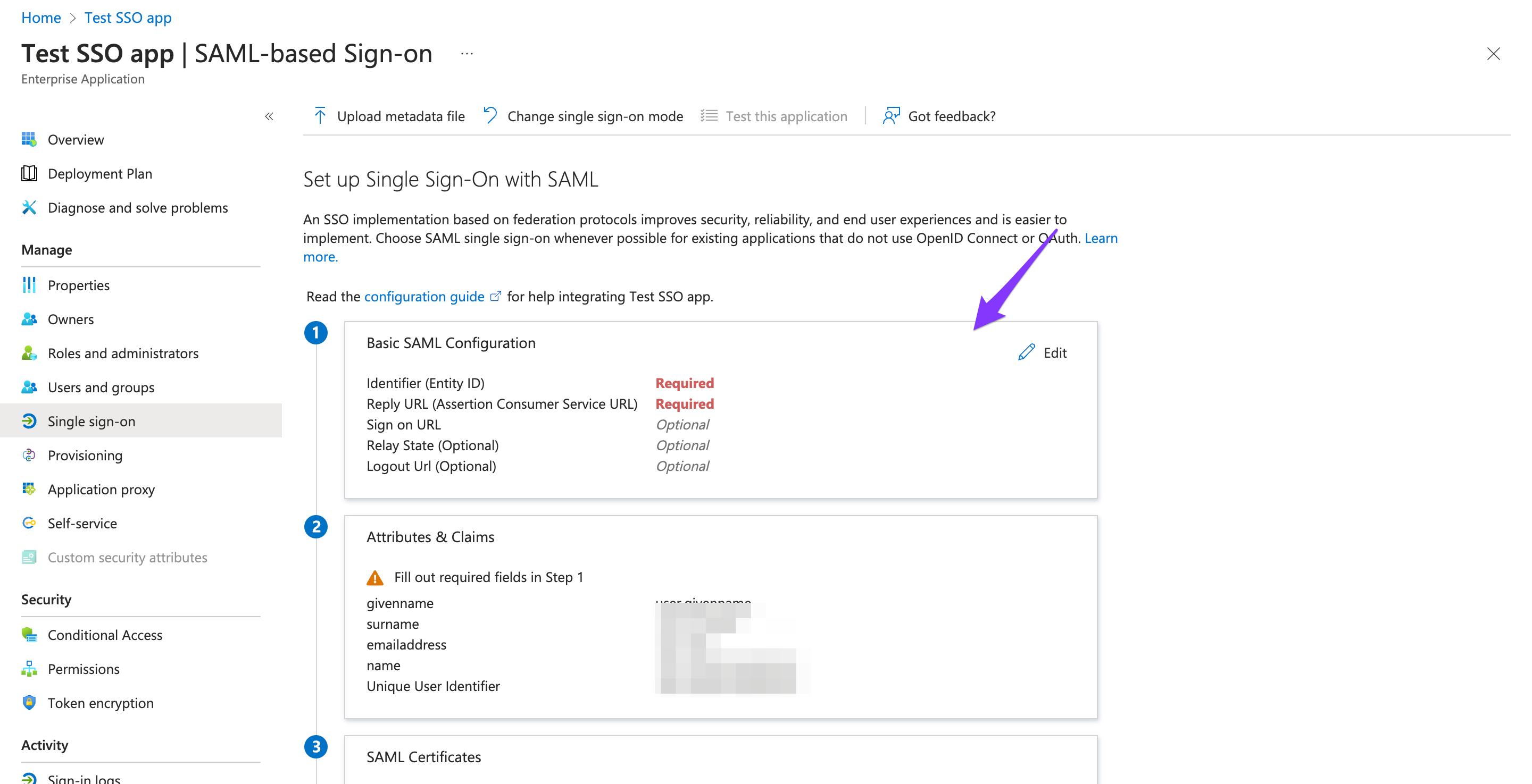 Basic SAML Configuration