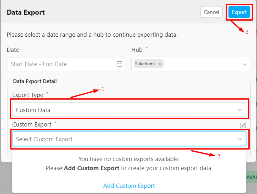 Custom Export Form Display