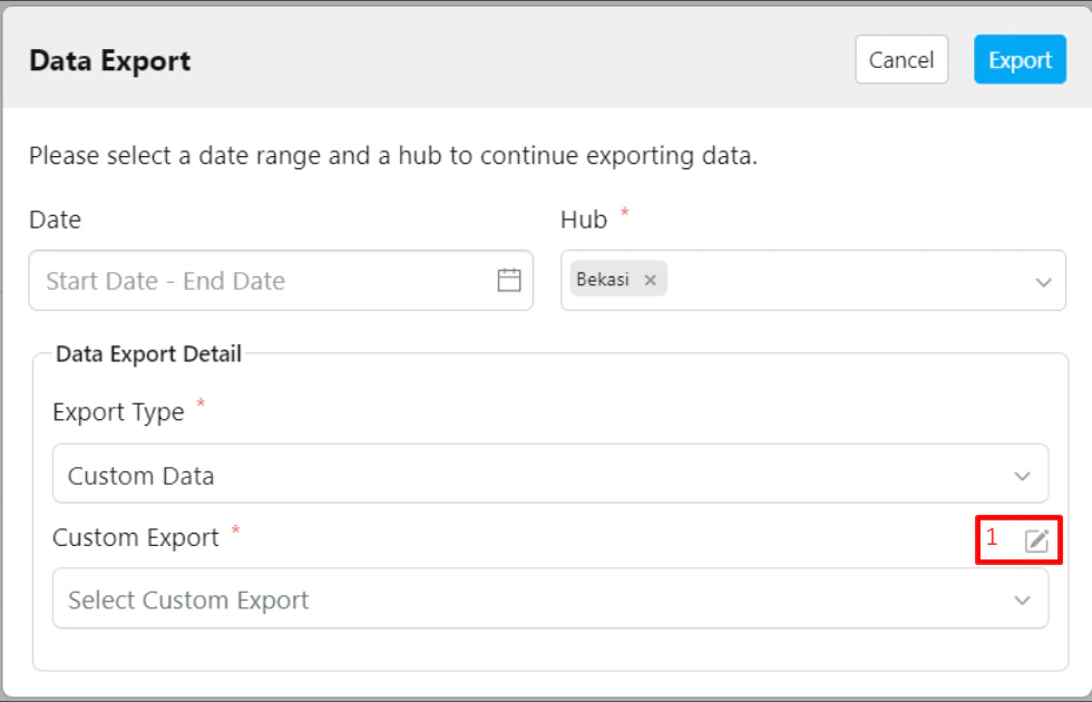 Custom Export Form Display