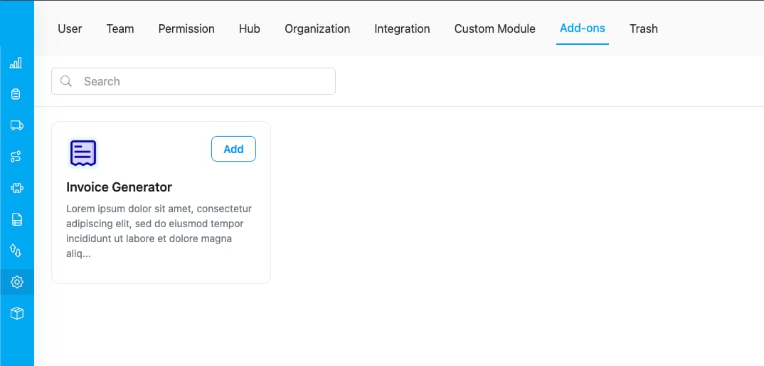 Add-ons page showing available add-ons
