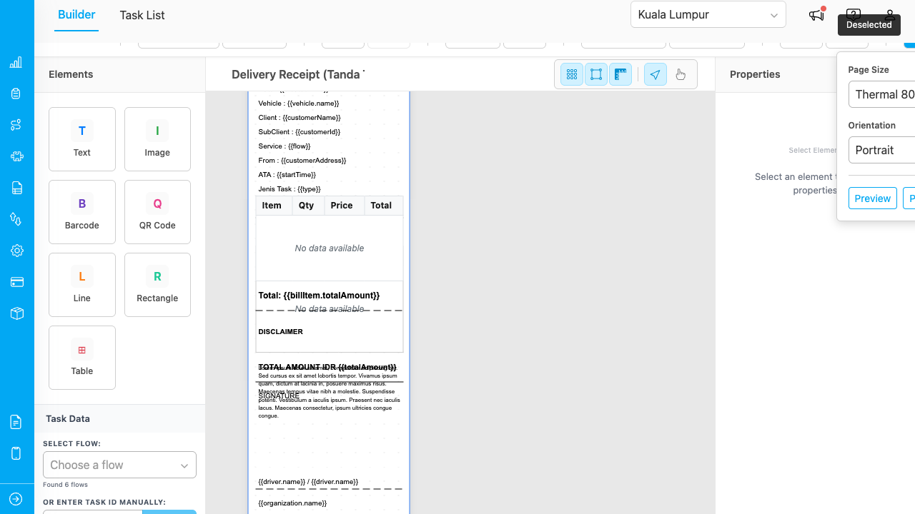Print Settings dropdown