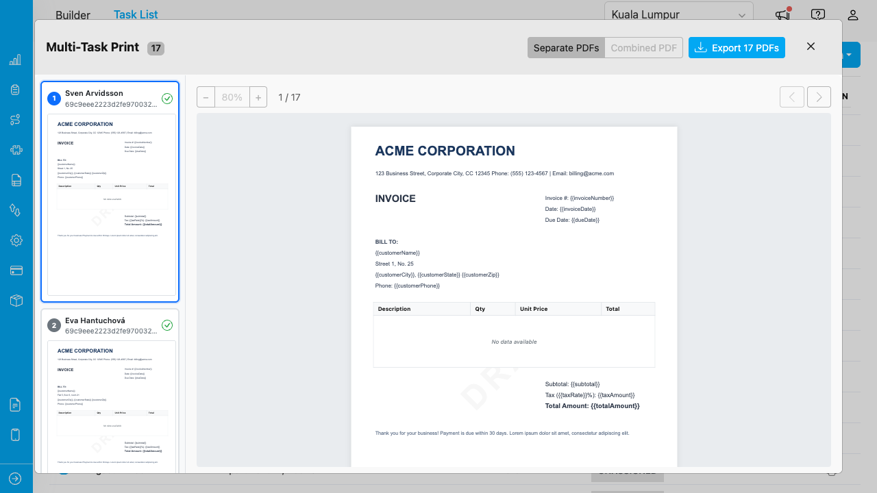 Multi-task print modal