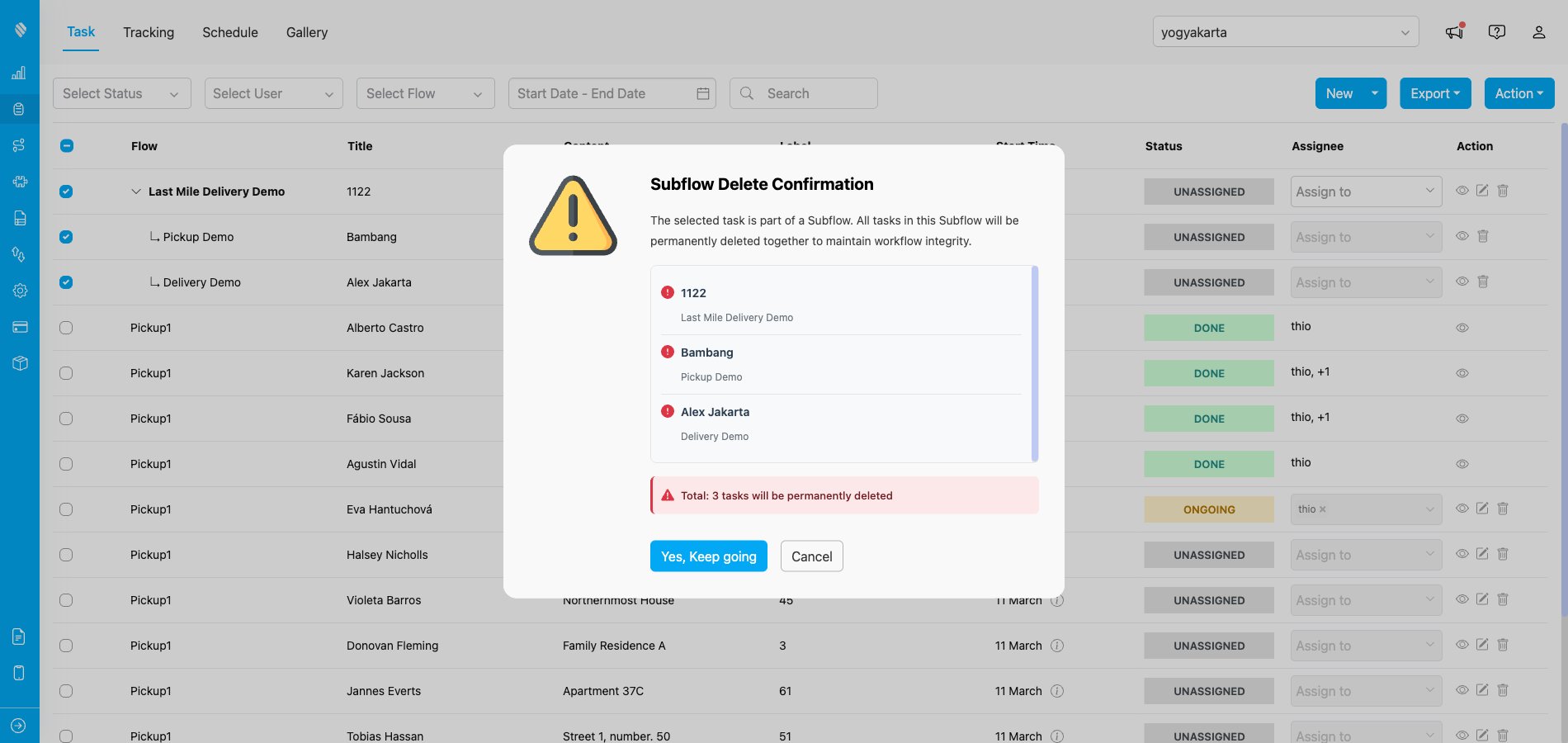 Delete confirmation