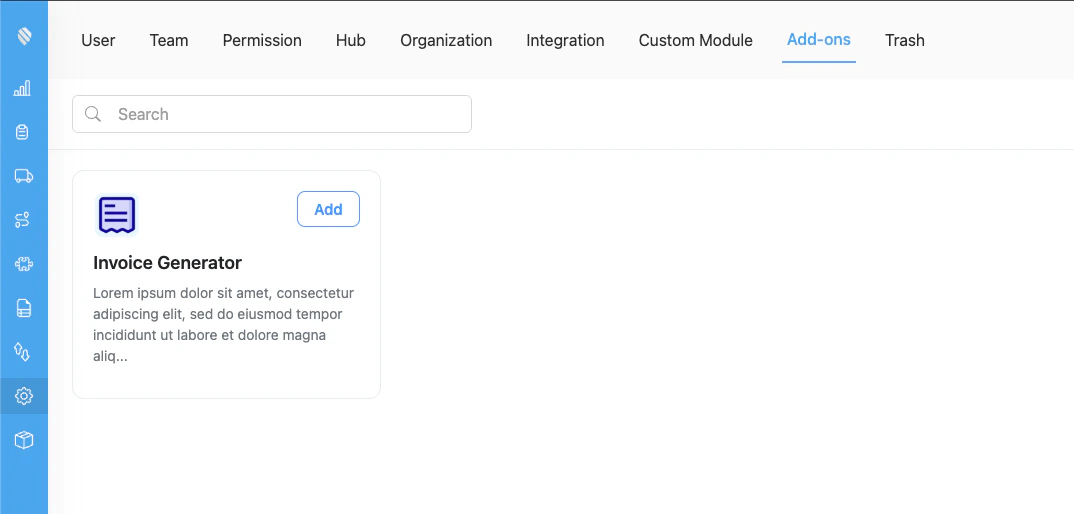 Add-ons page showing available add-ons