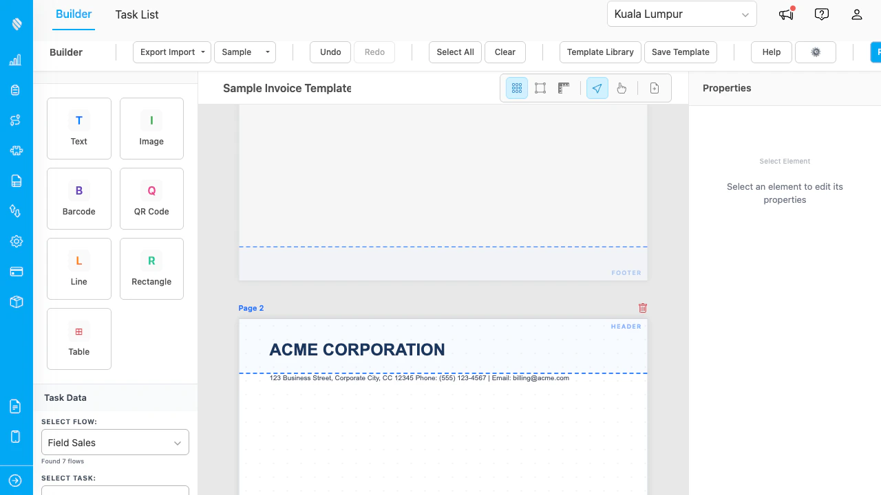 Header and footer zone indicators