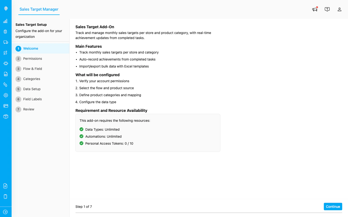 Setup Wizard welcome screen