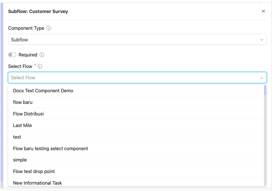 Select Flow dropdown