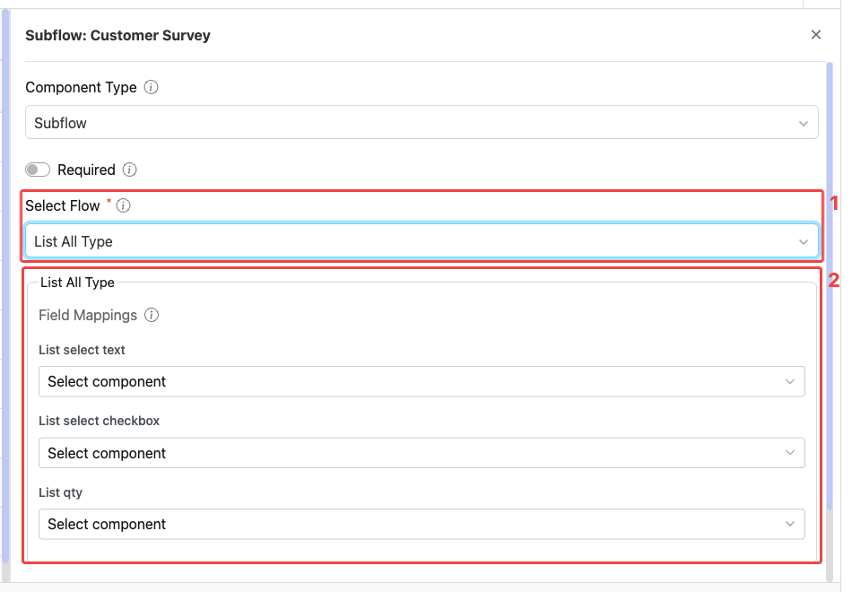 Subflow with field mappings