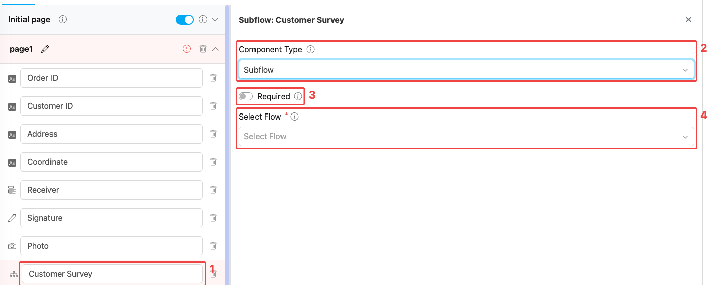 Subflow component configuration