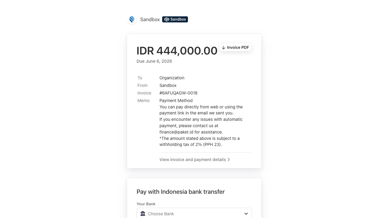 Stripe Hosted Invoice
