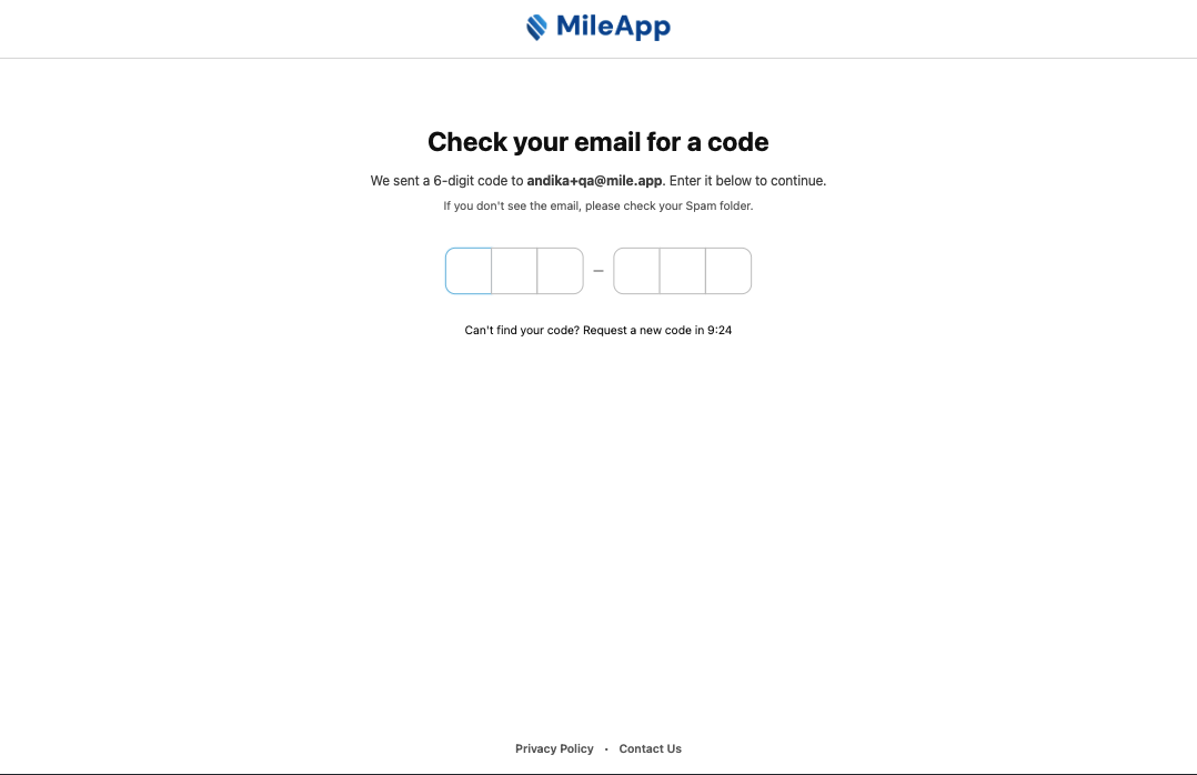 Verification code input page