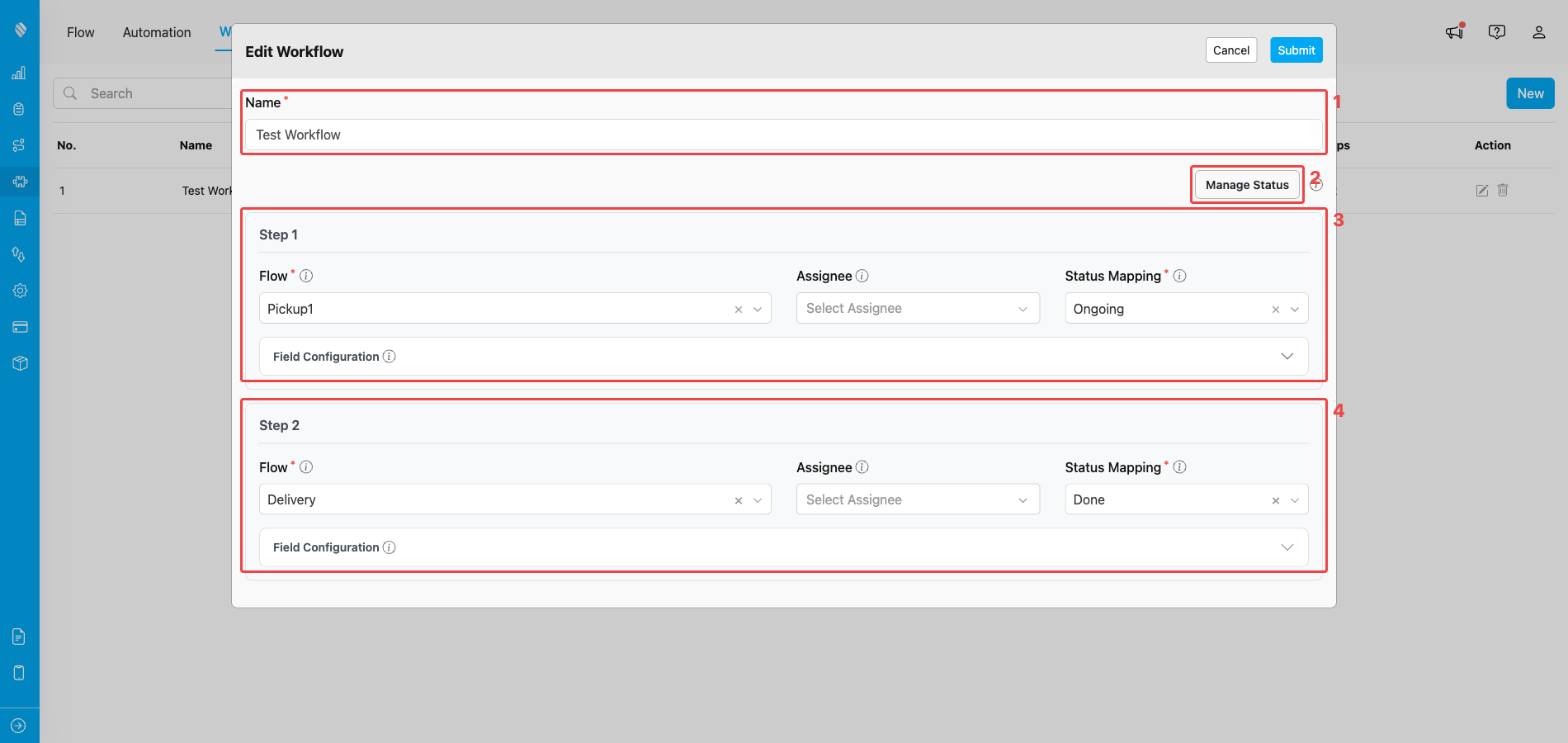 Edit Workflow modal