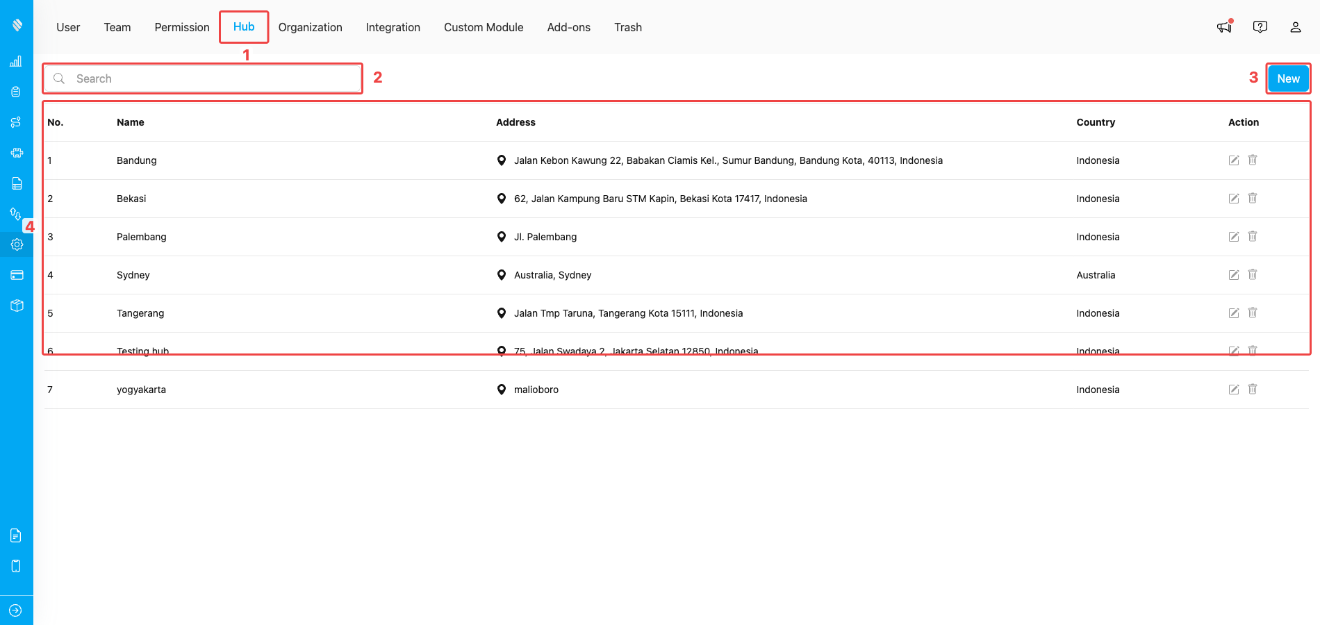 Setting → Hub page