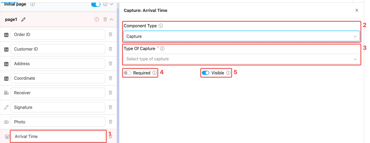 Capture component configuration