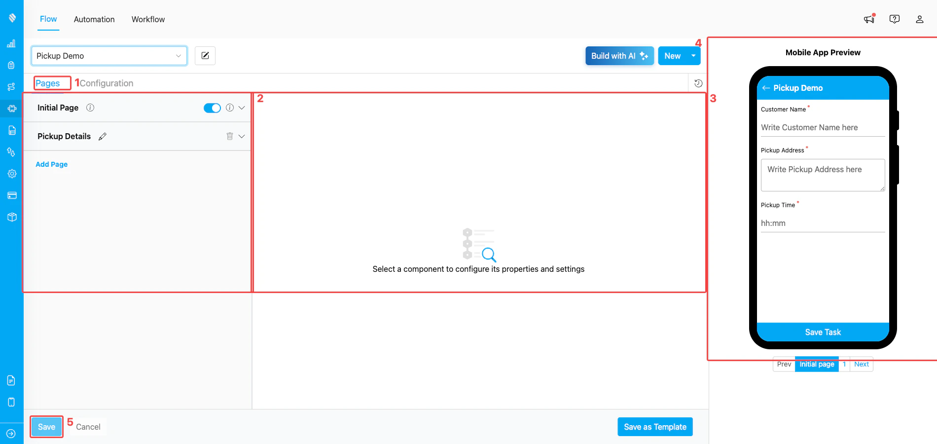 Flow Builder Pages tab