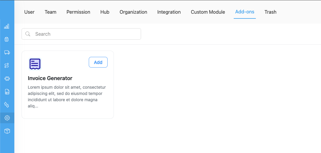 Add-ons page showing available add-ons
