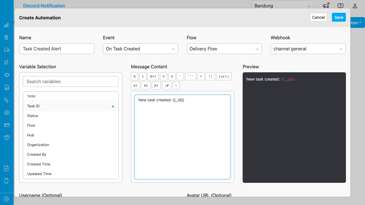 Message Builder interface