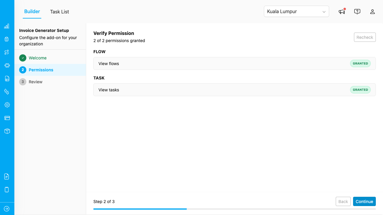 Permissions step