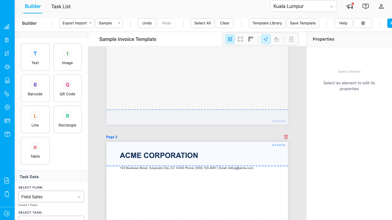 Header and footer zone indicators