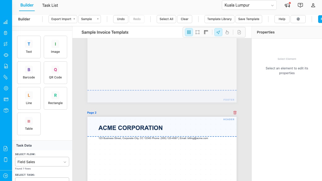 Header and footer zone indicators