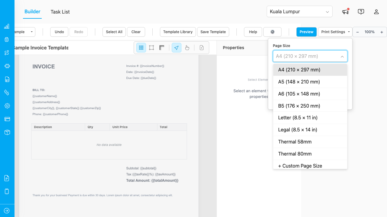 Print settings