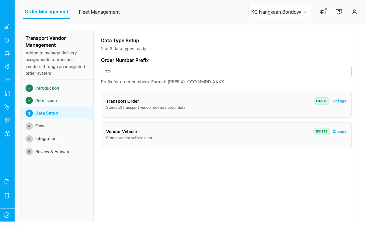 Data setup step