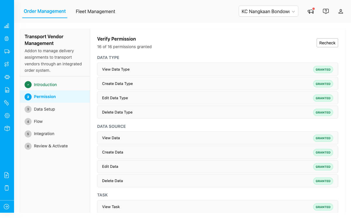 Permissions step
