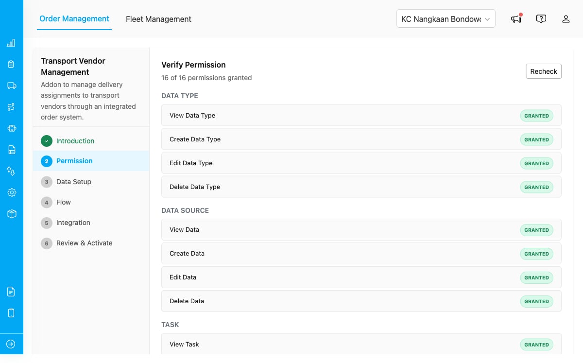 Permissions step