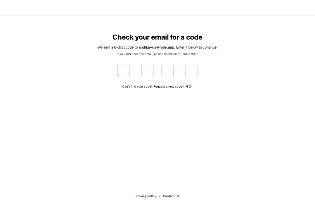 Verification code input page
