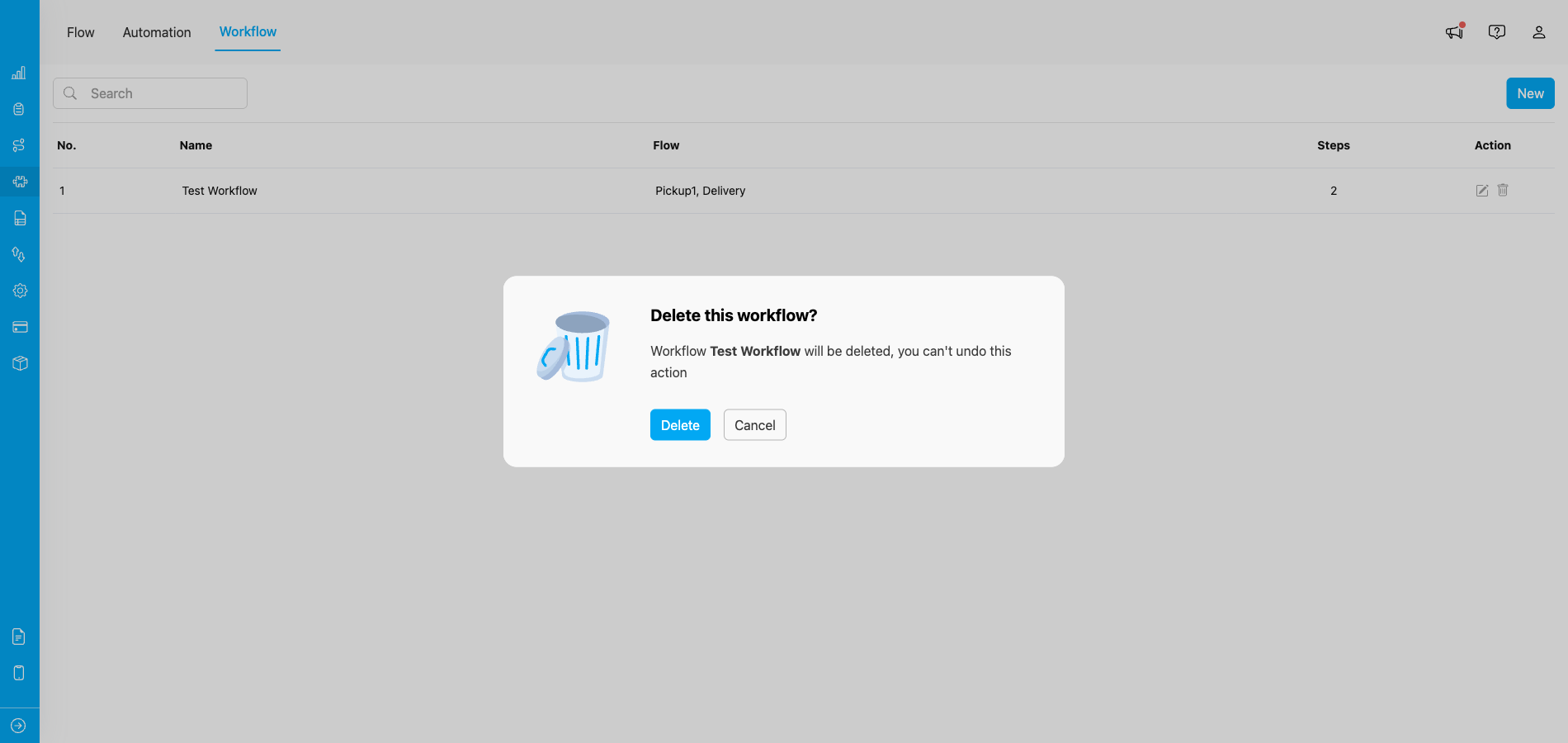 Delete confirmation