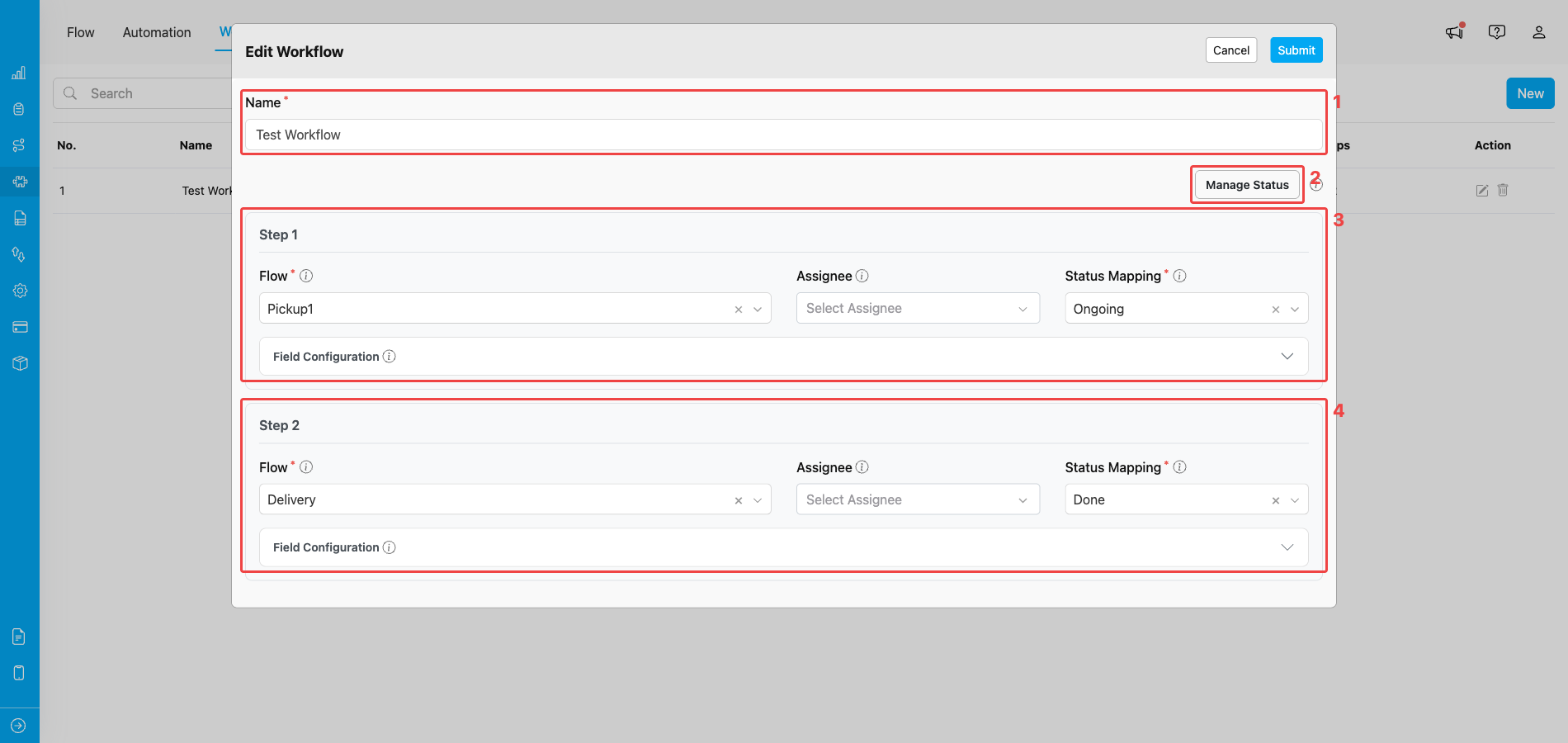 Edit Workflow modal