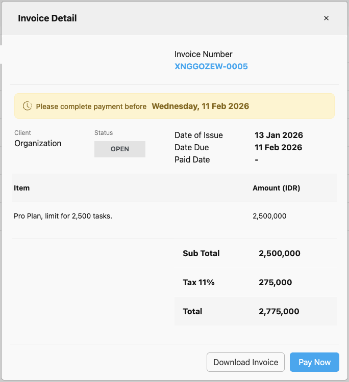 IDR Invoice Detail Popup