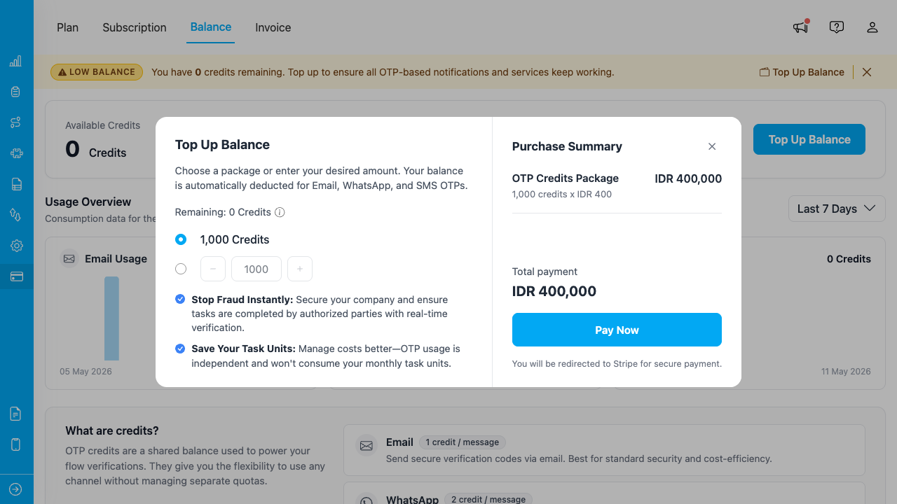 Top Up Dialog