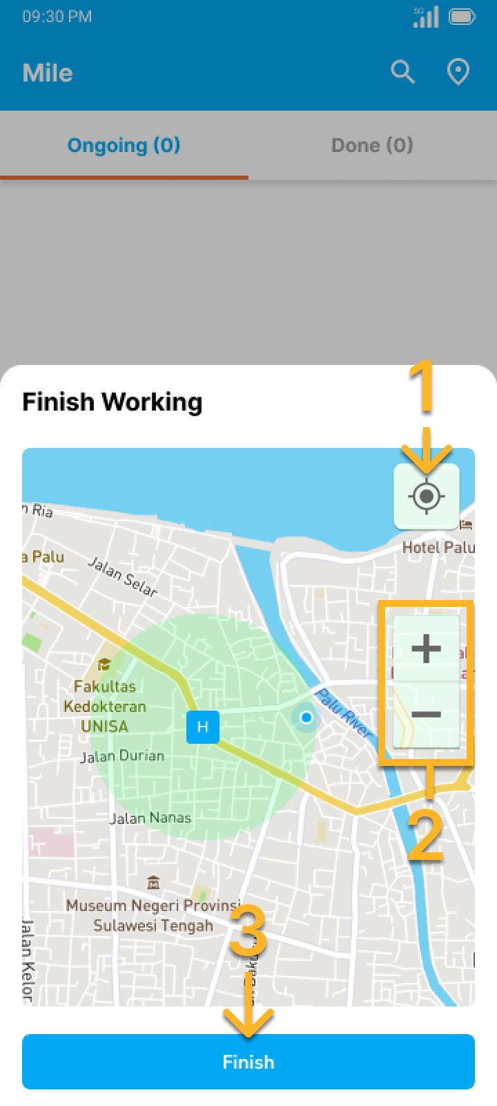 Finish page on MileApp Field