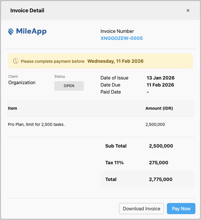 IDR Invoice Detail Popup