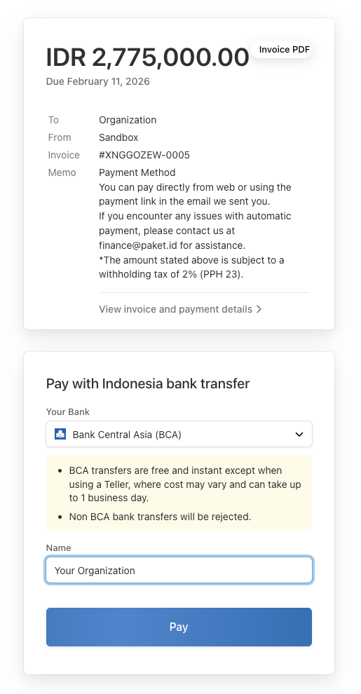 IDR Stripe Bank Selection